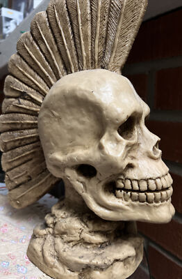 Punk Skull with Exploited Mowhawk statue bust Punks Not Dead