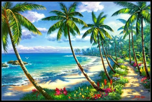 Counted Cross Stitch Kit Needlework Craft Embroidery DIY- Coconut Grove Beach - 第 1/6 張圖片