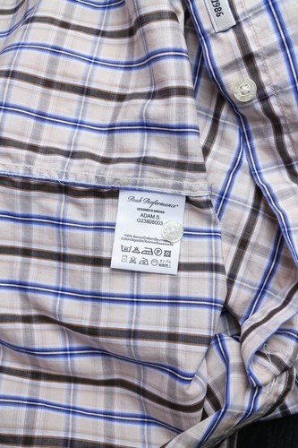 Peak Performance ADAM S Men Casual Shirt Short Sleeves Beige Check Cotton size L - Picture 5 of 6
