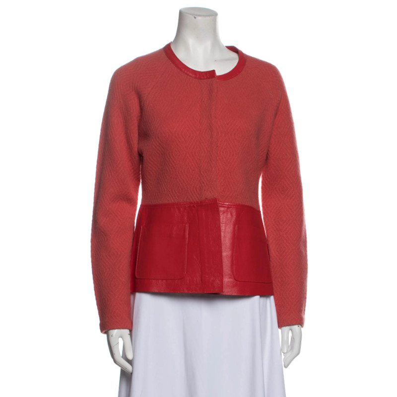 Pendleton Evening Jacket Coral Red Collarless Lam… - image 2