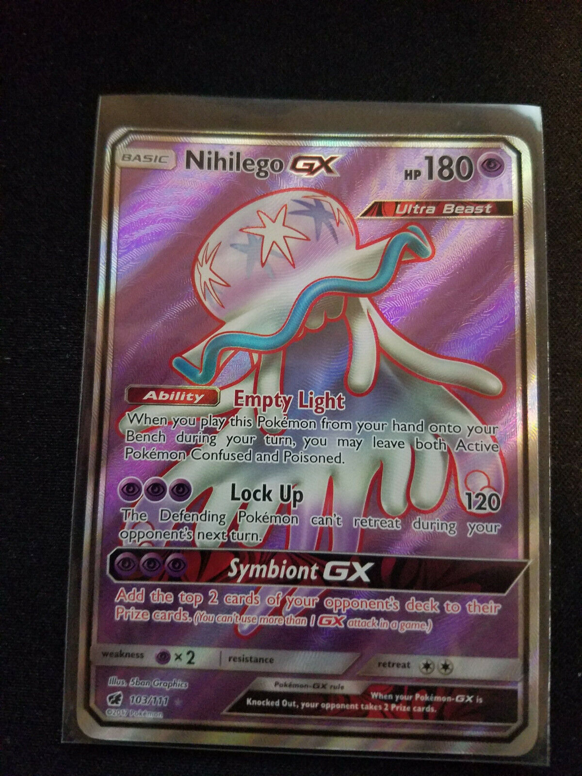 Nihilego Basic HP 180 Ultra Beast Pokemon Card 2017 Empty Light Lock Up