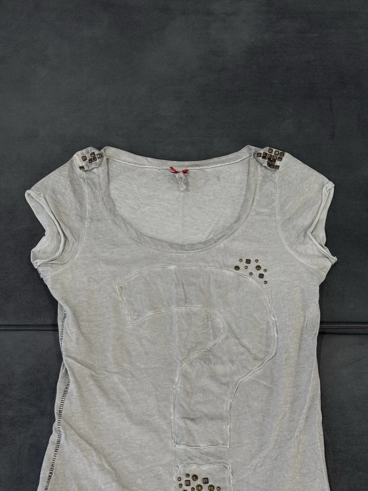 Camiseta sin mangas vintage estilo glamour histérico “marca de interrogación” logotipo Y2K para mujer Foto 2 de 4