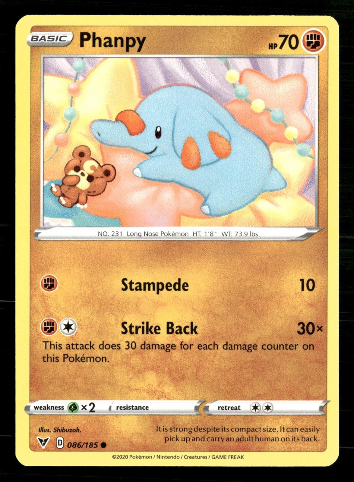 Phanpy 086/185 Common Vivid Voltage Pokemon Lightly Played