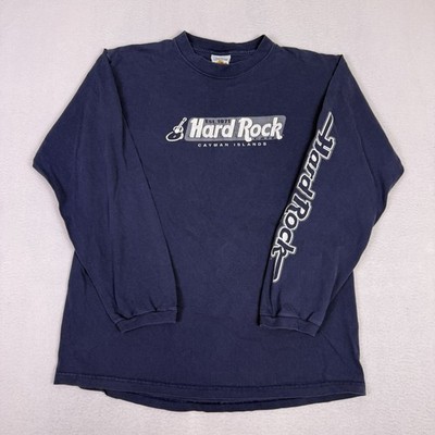 Vintage 90s Hard Rock Cafe Cayman Islands Long Sleeve T-Shirt Navy Large USA