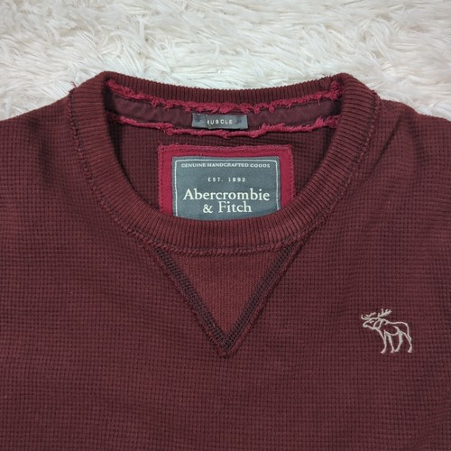 Vintage Herren Abercrombie & Fitch Muscle Crewneck Thermo Shirt Rot Größe Medium - Bild 2 von 4