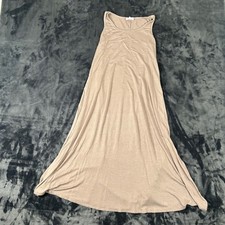 Pink Lily Maxi Dress Womens XS Tan Sleeveless Scoop Neck Side Slit 3305