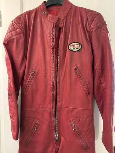 Rivetts Champion Clothing Red Leather Racing Suit Size 36 MPN 003306