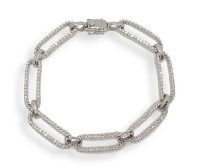 14K Weiß Gold Über 3.97 Carat Diamant Rechteck Büroklammer Herren Armband 21.6cm