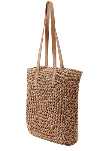 Women Straw Shoulder Handbag Tote Shoulder Bag Summer Beach Woven Handmade We... - Picture 4 of 6