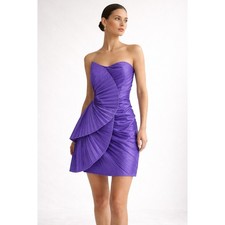 Vintage 2010s ASOS Strapless Mini Dress Size 10 Purple Glam Sculptural Club Wear