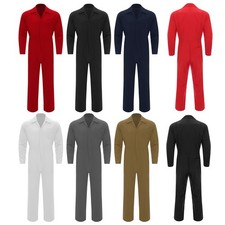 UK Men Long Sleeve Turndown Collar Zipper Closure Mechanic Jumpsuit Coveralls 
