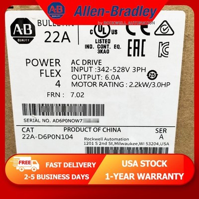 New AB 22A-D6P0N104 PowerFlex 4 2.2 kW 3 Hp AC Drive Ship within 24H