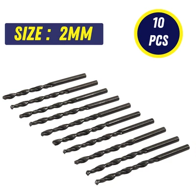 DAPETZ 10x HSS Jobber Drill Bit 2mm Roll Forged HighSpeed Drilling For Steel Metal Wood