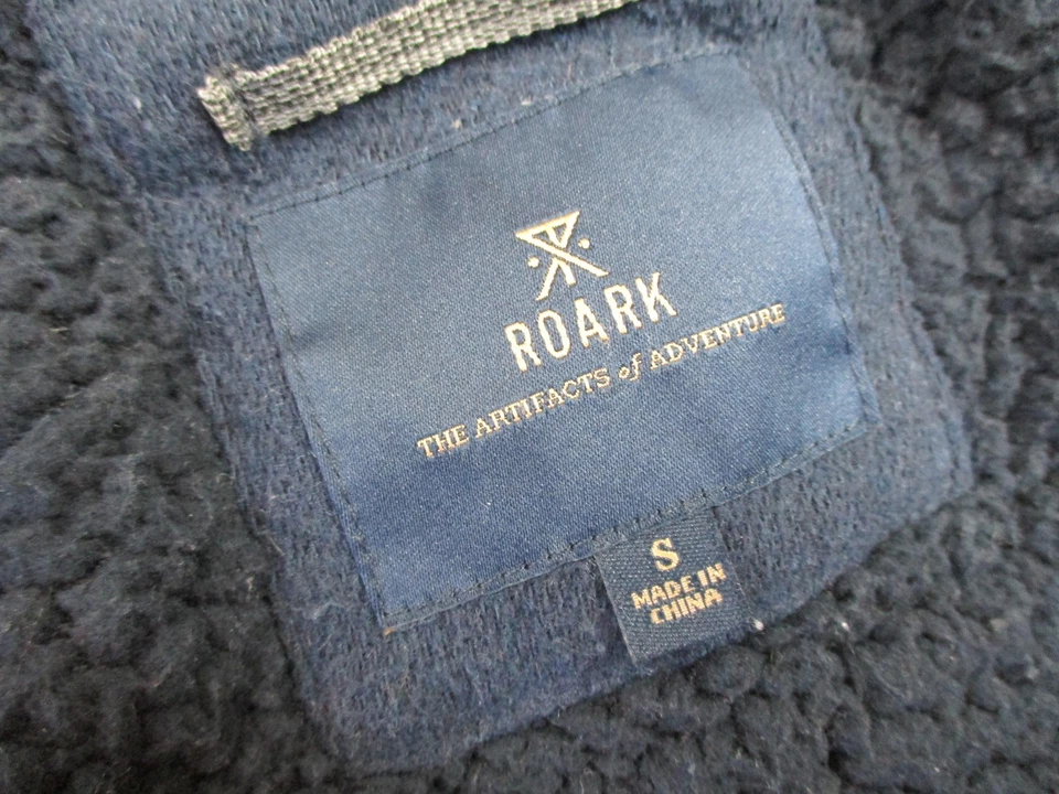 Chaqueta Roark Para Hombre Pequeña Azul Marrón Azteca Sherpa Forrada Mezcla Lana Cierre Exterior Foto 4 de 4