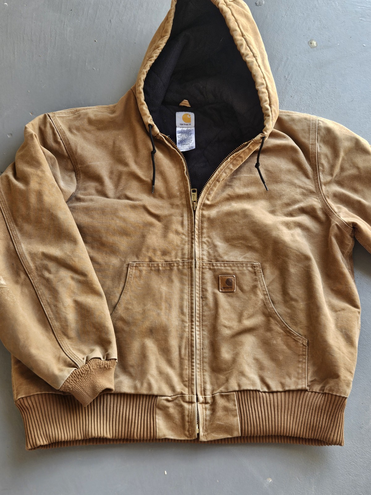 Carhartt Men's J130 XL Brown Heavy Duck Canvas Insulated Hooded Jacket