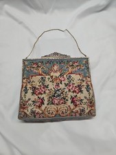 Antique SIEBER Petit Point Tapestry Needlepoint Handbag Purse