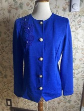 Vtg Pablo Collection Blue Jacket Colorblock Blazer Epaulette Appliques Size 10