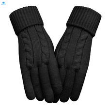 HOPSOOKEN Winter Wool Gloves for Women Warm Touchscreen One Size, Black