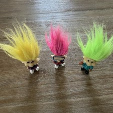 Vintage 1993 Burger King Kid's Club 3 Troll Dolls Glow in the Dark Lot