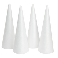 Juvale Foam Cone Pack 4-Pack, 4.5 x 13.5 in, White