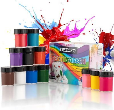 Stoffmalfarben Textilfarben | Set aus 24x25ml | Waschmaschinenfeste Textilfarbee