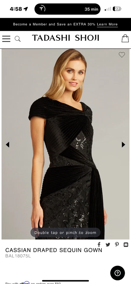 VESTIDO DRAPEADO LENTEJUELAS TADASHI JOSHI CASSIAN Foto 3 de 4