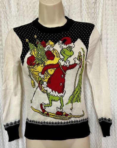 Women’s Grinch Crewneck Sweater XS New Dr. Suess Studios NWOT NEW Skiing