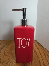 Rae Dunn artisan collection by Magenta red square JOY dispenser christmas