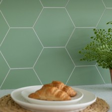 Wall Pops Hexagon Green 14.98cm x 17.19cm Premium Self Adhesive Vinyl Wall Tiles