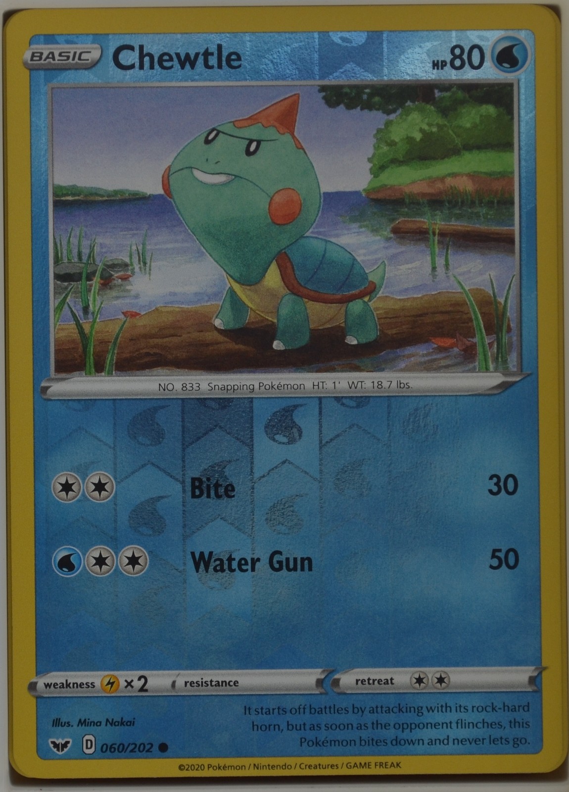 Chewtle 060/202 Reverse Holofoil SWSH01 Pokemon TCG