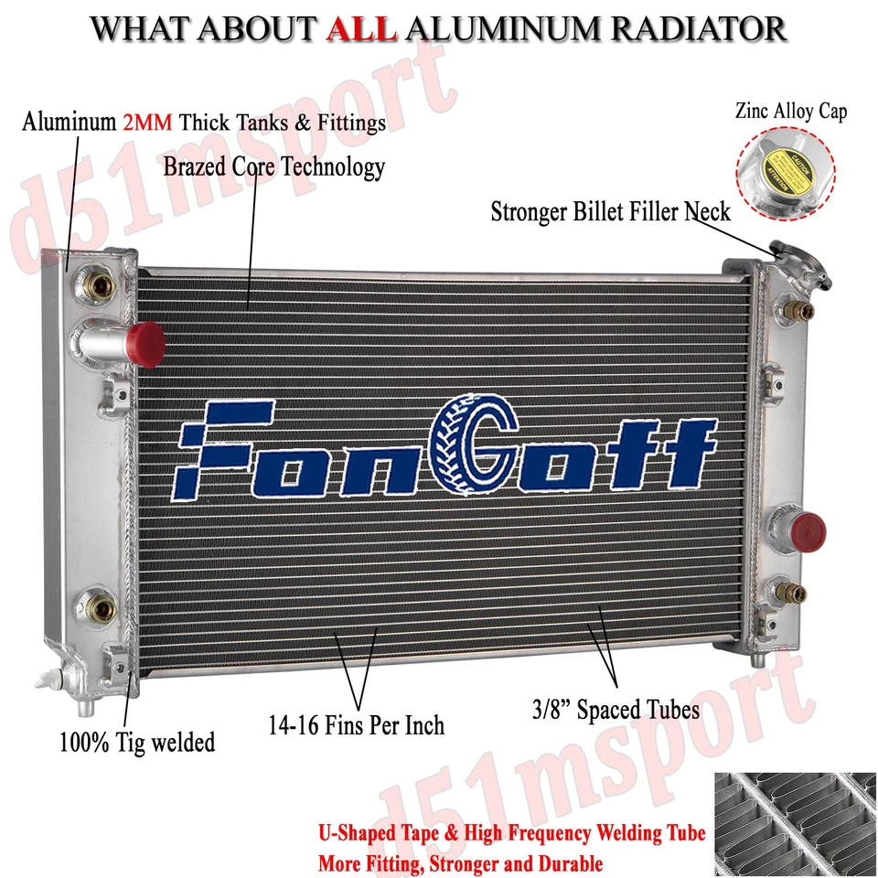 4 Row Aluminum Radiator For 1994-1995 Chevrolet S10 Blazer GMC Jimmy Sonoma 4.3L - Изображение 3 из 4