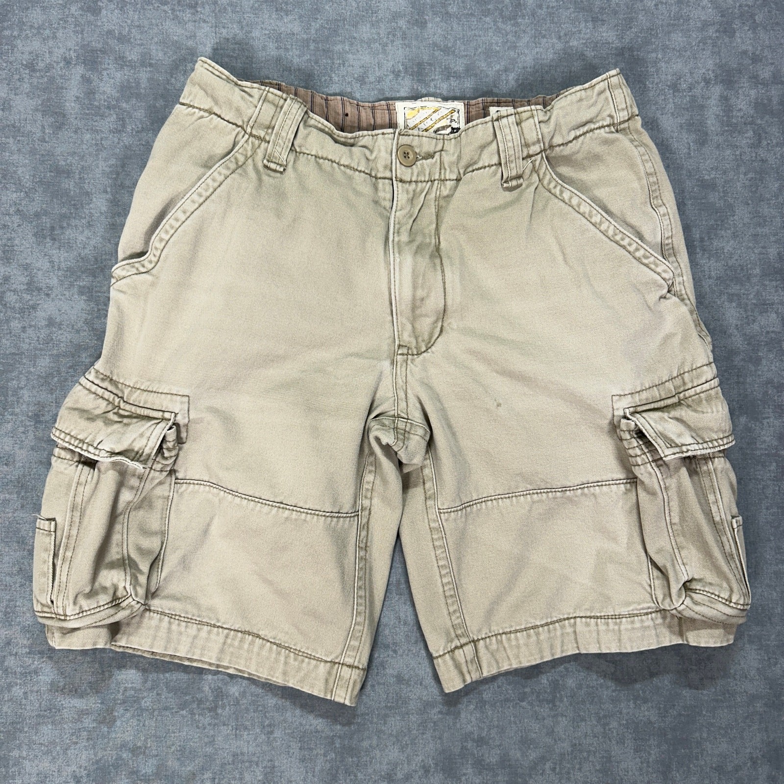 VTG Y2K No Boundaries khaki drawstring streetwear cargo shorts mens size 34