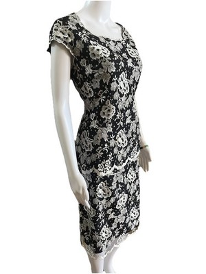 emanuel ungaro Paris Parallele 2pc Dress Black & Gray Lace Skirt & Top Size US 8