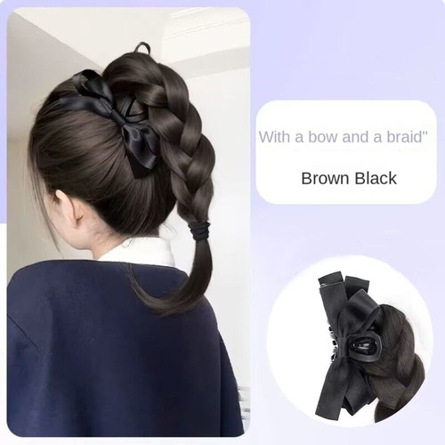 Dirty Wig Bow Braided Ponytail Wig Boxing Braided Pony Tail Hair Piece Women - Picture 9 of 14