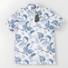 NWT Travis Mathew Mens L Grey Blue Island Polo Shirt Short Sleeve