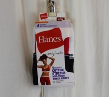 4 PACK Hanes Originals Women  s Mid-Thigh Boxer Brief Size 6/Medium