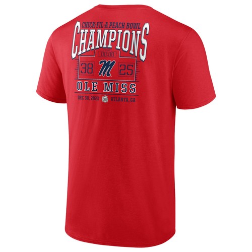 Men's Fanatics Red Ole Miss Rebels 2023 Peach Bowl Champions Score T-Shirt - Bild 3 von 5