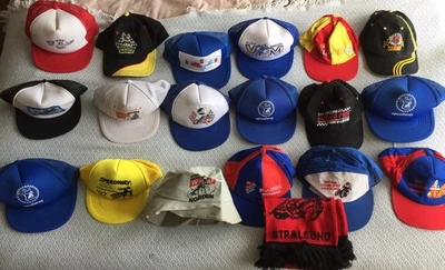 17 Original Vintage Speedway Hats/Caps, 1 Scarf and 1 Wrestling cap - Image 1 of 4