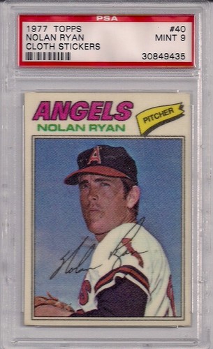 1977 Topps Cloth Stickers #40 Nolan Ryan PSA 9 Mint Angels HOF