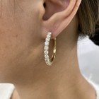 3.2ct Round Hoop Earrings Yellow Gold 14K Labcreated Diamond F/VS — photo 8