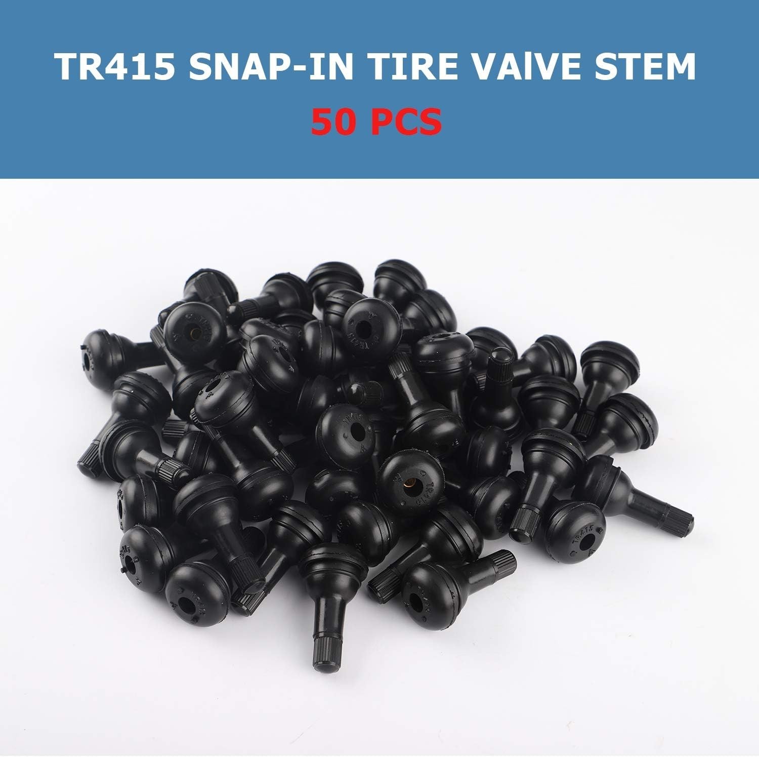 50Pcs Snap-in Tire Valve Stem Copper Rubber for Cars Trucks Motorcycles