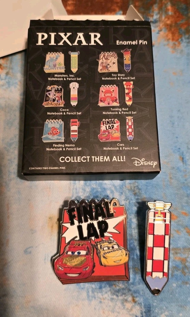 Disney Pixar Cars Pencil Notepad Pin Set BoxLunch Exclusive 2023 New Open Box