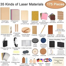 175 PCS Engraving Material Box, DIY Materials Apply to All Laser Engravers wi...