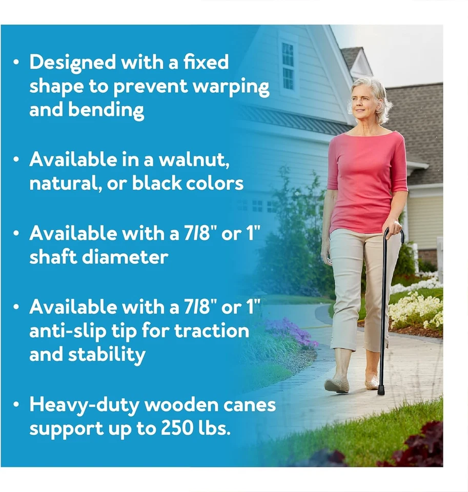 Bastón de madera maciza CAREX - Bastones de madera para hombres y mujeres con 250 transparentes Foto 3 de 4