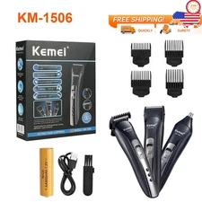Kemey KM-1506 3-in-1 Electric Shaver USB Rechargeable Beard Nose Trimmer Set