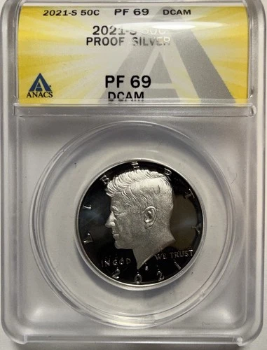 2021-S Silver Proof Kennedy Half Dollar - ANACS PF 69 DCAM