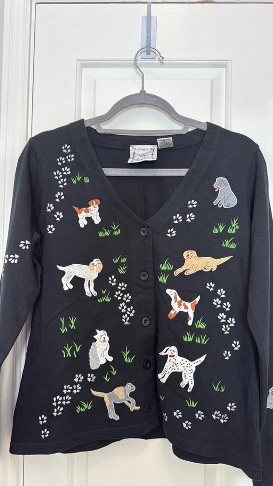 Cárdigan de algodón bordado con botones Michael Simon Dog talla S usado Foto 2 de 4
