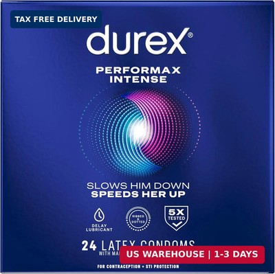 Durex Performax Intense Condoms with Delay Lubricant, Ribbed & Dotted Latex Cond