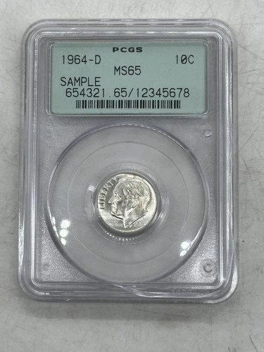 1964-D Roosevelt Dime PCGS MS65 Sample Green Label
