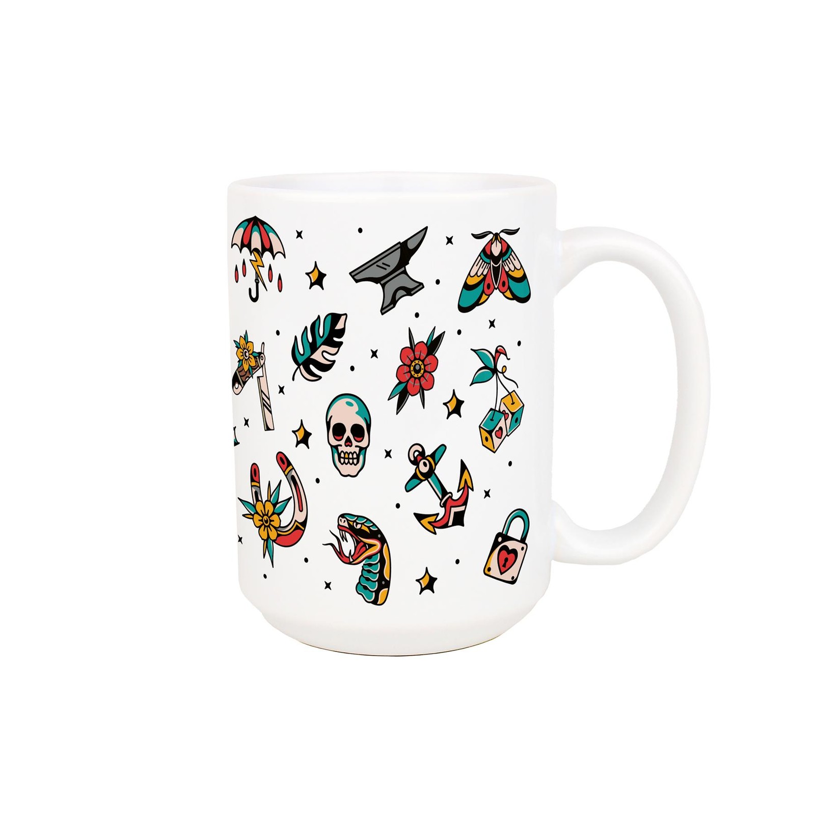 Large Ceramic Old School Tattoos Mug - Fun Gift for Tattoo Lovers